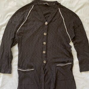 Suzanne Betro Black Long Cardigan Sweater